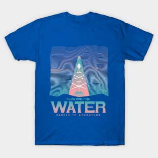 Flow With The Water Kayaking Kayaker Wavy Lines Art T-Shirt